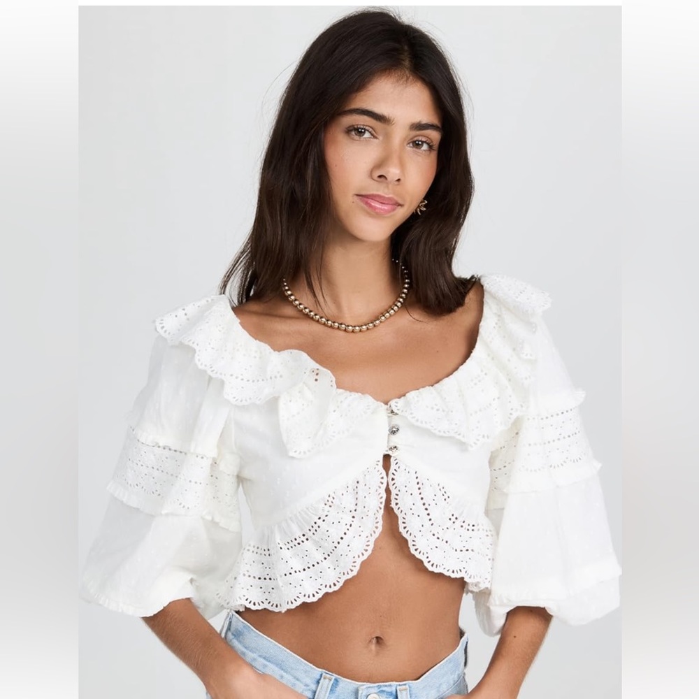 Farm Rio Lace Crop Top NEW WITH TAGS size Large